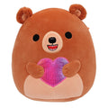 8-Inch Stokely the Brown Kodiak Bear Holding a Rainbow Heart - 1