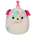 12-Inch Delenne the Rainbow Tie-Dye Dog With Party Hat - 1