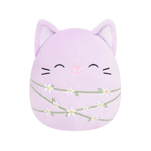 8-Inch Mak the Lavender Cat Wrapped with Flower Stems